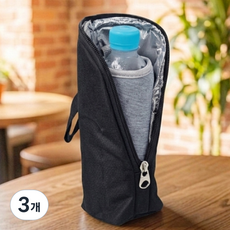 생수 물병 보냉 파우치 500ml 물통 주머니 커버 생수병 휴대용 미니 보냉백 등산 운동 여행용 보온 가방, 블랙, 3개