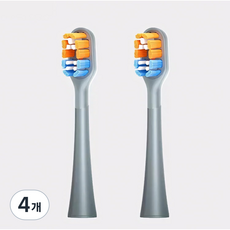 RANVOO 란부 에어젯X3 전동칫솔 호환용 리필모 칫솔모, 4개, PH3-그레이-하드