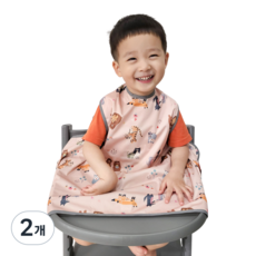 벨베이비 식탁일체형 방수 턱받이 나시 부분커버, (리뉴얼)알콩달콩 동물가족, 2개, 1개입