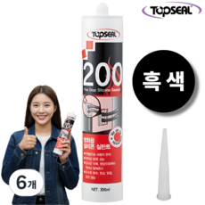 탑씰 F-200 방화용 흑색 실리콘 실란트 300ml 노즐포함, 6개