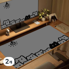 게이밍 장패드 고양이 캐릭터 마우스패드 방수코팅 400X900X3MM, 2개, 멜란지그레이