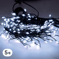 아리조명 LED 미리내 와이어 지네 전구 크리스마스 장식 줄 조명 6M 15M, 200구 (6M), 5개, 블랙코팅_백색