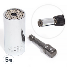 ZIO-BIZ 만능 멀티소켓 게이터그립 2P세트 / 전동드릴 렌치 장착가능 볼트 너트 나사 후크 소켓 어댑터 아답터 세트 자동차공구 복스어댑터 렌치어댑터, 5개