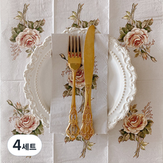 오릴리 파티 플라워 센티폴리오 로즈 접대용 디자인 종이 냅킨, 4세트, 20개입, S 25cm