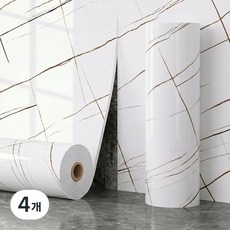 에이제이케이 [정품] 붙이는 벽지 데코타일 폼블럭 대리석 롤 타일시트지 60x300cm, 4개, 시그니처 화이트