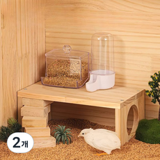 소동물 숨숨집 고급 원목 2층 계단 은신처, 2개, 단색