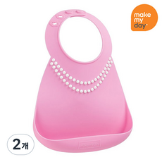 멕마이데이 이유식 실리콘턱받이 자기주도이유식 펄/핑크, 2개, 1개입