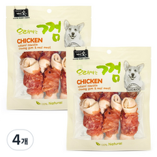 백년애 고기가 2배 이상 말린 오래먹는 강아지껌, 4개, 250g, 닭고기 중형