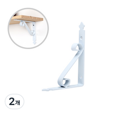 ZIO-BIZ 벽선반 브라켓 받침대 화이트 200mm / 선반대 까치발 선반지지대 선반브라켓 선반받침 선반고정 벽선반 브라켓 지지대 ㄱ자 꺽쇠, 2개