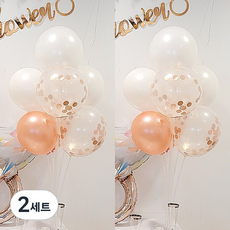 올리브파티 펄풍선 하트 풍선 풍선꽂이 풍선스탠드 2개 생일파티용품 세트, 2세트, 컨페티로즈골드