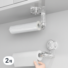 탈부착가능 허니앤코 강력흡착식 무타공 키친타올걸이, 2개, 투명