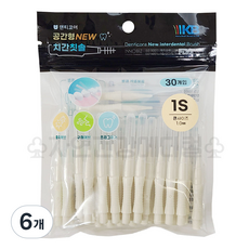 덴티코어치간칫솔 I자형, 1mm, 30개입, 6개