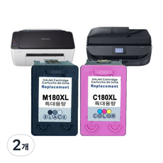 삼성 프린터 호환 잉크 SL-J1660 SL-J1770FW SL-J1663 SL-J1665, 2개, M180 검정 대용량 호환