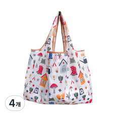 휴대용 접이식 장바구니 에코백 라지 대형 빅사이즈 쇼퍼백, 혼합 하우스, 4개