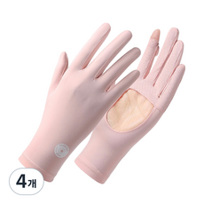 해피유 쿨토시 손등커버형 자외선 차단 장갑, 4개, 핑크