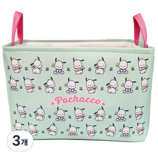 산리오 패브릭 다용도 수납 정리함 장난감 보관 리빙박스, 3개, 민트 포차코 S80B04