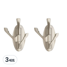 JG철물스토어 (정품) 국산 고급형 니켈 벽면 벽고정 옷걸이 행거 3구 (2개입) 나사포함, 3세트, 니 캘 색상