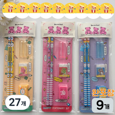 달콤구디 연필문구세트 유치원 어린이집 구디백 생일선물 졸업 입학 선물, 27개, 혼합색상