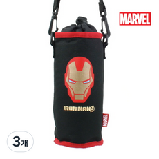 미니미월드 아이언맨 센슈얼 물병 크로스 주머니, 블랙, 3개