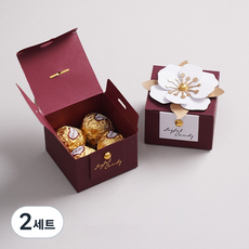 EGMI 플라워 선물 다용도 포장 케이스 발렌타인데이 사탕 쵸콜렛 포장 박스 4P, 2세트, 레드