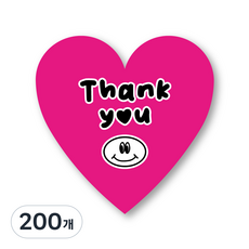 프렌즈 하트 땡큐 스티커 thank you, 200개, 핑크