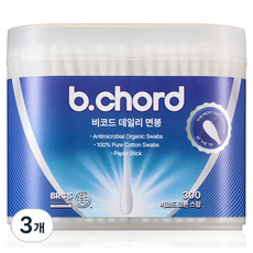 비코드 데일리 순면 100% 프리미엄 면봉, 3개, 300개입