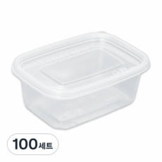 버디팩 PP내열 투명 밀폐 사각 미니 죽용기 400ml, 100세트, 1개