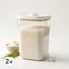 넥스트도어 원터치 실리콘 완벽밀폐 10kg 쌀통, 2개, 투명