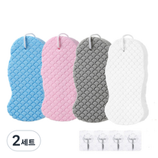 AROK 데일리 샤워 바디 스펀지 4종 세트 후크4P 증정, 4색, 2세트, 1개입