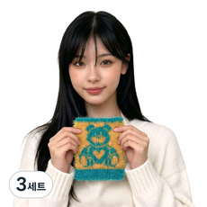 쏠룹 국산 니트 주방 수세미, 3세트, 5개, 블루(동물)