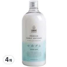 아이보브 프리미엄 고농축 아기 섬유유연제 코튼블랑 향, 4개, 1L