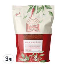 [올타팜] 25년산 햇 고춧가루 국내산 햇고추 고춧가루 (보통 굵기), 500g, 3개