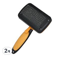 반려동물 원터치 고정형 슬리커 애견 자동 털 제거 브러쉬, 2개, 오렌지