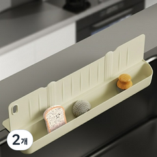 토브몰 싱크대 물막이 가드 수세미 거치대 흡착형 정리함, 아이보리, 2개