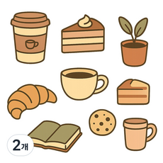 위드코코 DIY 캐리어 꾸미기 리무버블 방수 스티커 (거울 유리 창문 벽 욕실 타일 부착가능), 카페테리아, 2개