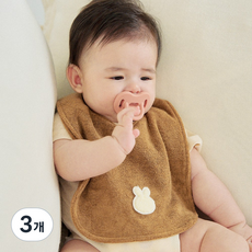 로맘틱스 테리빕 아기 턱받이 타올 침받이 빅사이즈, 3개, 1개입, 브라운