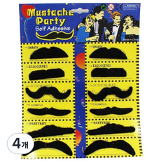 고급형 밀착 수염 3종세트 인조털 자연스러운 분장 성인 코스튬 소품, 4개, 블랙