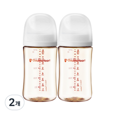 더블하트 모유실감 3세대 PPSU 노꼭지 젖병 트윈팩, 2개, 240ml, 제뉴인화이트