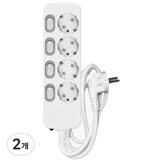 개별스위치 고용량 4구 멀티탭 3500W 과부하차단, 2개, 4구 화이트, 3m