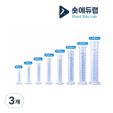 숏에듀랩 메스 실린더 메스 플라스크 플라스틱 메스실린더 눈금실린더, 3개, 500ml