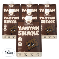 데일리얌 단백질 쉐이크 얌얌쉐이크 초코 파우치 1BOX, 14개, 40g