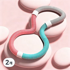 뱃살 순삭 스프링 훌라후프 성인용 다이어트 홈트 운동기구, 2개, 분홍초록회색, 1.5kg