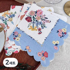 오릴리 파티 플라워 접대용 디자인 냅킨 엣지컷 라운드 플라워믹스, 2세트, 16개입, S 24cm