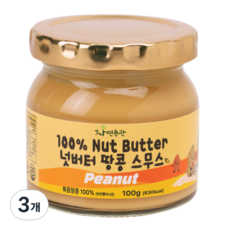 자연습관 무첨가 100프로 땅콩 넛 버터 스무스, 3개, 100g