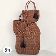 코우모우 촘촘 피크닉 가방 핸들커버 증정 라탄 빨대 바구니 나들이 소풍, 촘촘 피크닉가방(대), 5개