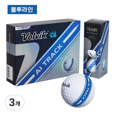 볼빅 AI 트랙 우레탄 3피스 골프공 1더즌 12구, 화이트 블루라인, 12개입, 3개
