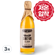 시장쏙 저온압착 들기름, 350ml, 3개