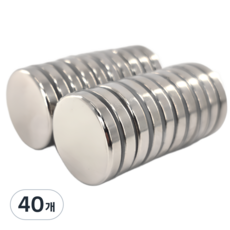 마니코 세트 초강력 네오디움 자석 원형 지름30mm X 두께5mm 작업용 가정용 산업용 공구 붙이는 강력 부착식 마그네틱, 실버, 40개