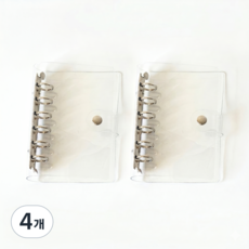 투명 6공 PVC 포카 다이어리 바인더 커버 (자 포함), 4개, A7(자 1개포함) 4개, A7(자 1개포함)