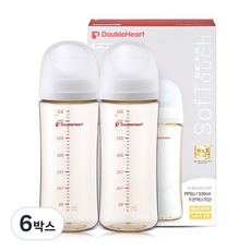 더블하트 모유실감 베이직 제뉴인화이트 330ml 트윈팩(젖꼭지미포함), 6박스, 제뉴인화이트 트윈팩